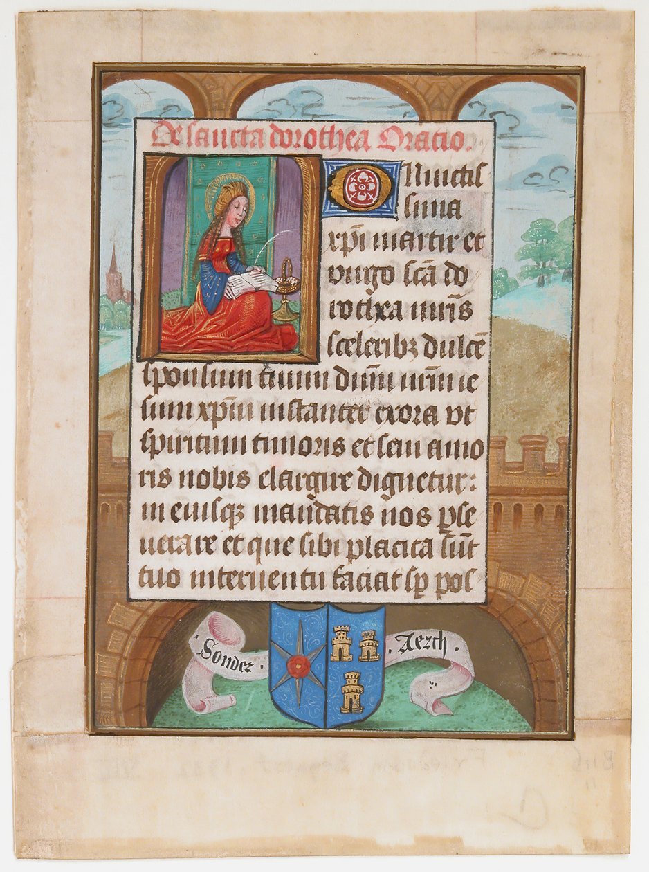 Manuscript Leaf with Saint Dorothy, from a Book of Hours, ca. 1500 by Unbekannt