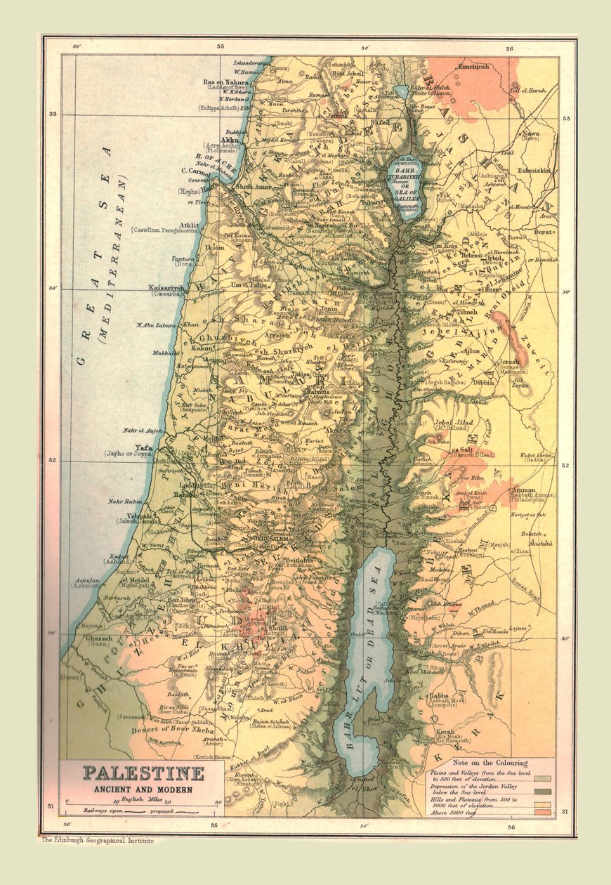 Map of Palestine, Ancient and Modern, 1902.   by Unbekannt