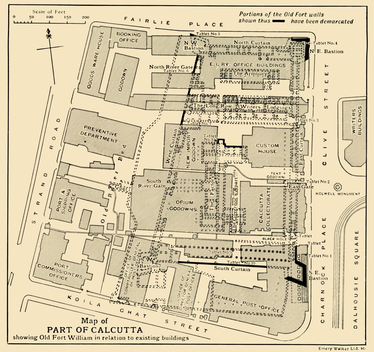 Map of Part of Calcutta Showing Old Fort William in Relation to Existing Buildings by Unbekannt