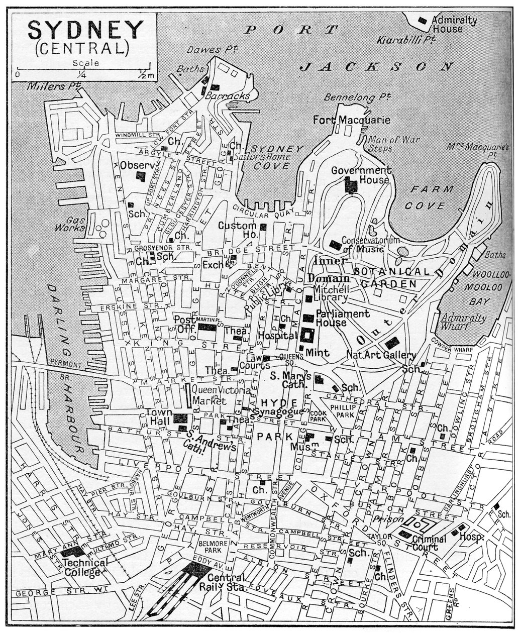 Map of Central Sydney, New South Wales, Australia by Unbekannt