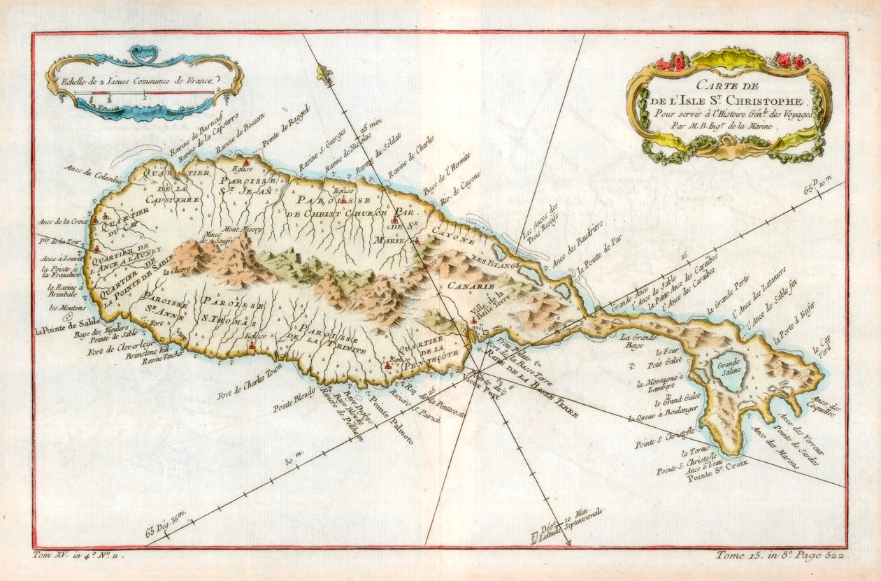 Map of the Caribbean island of St Christopher, c1764 by Unbekannt