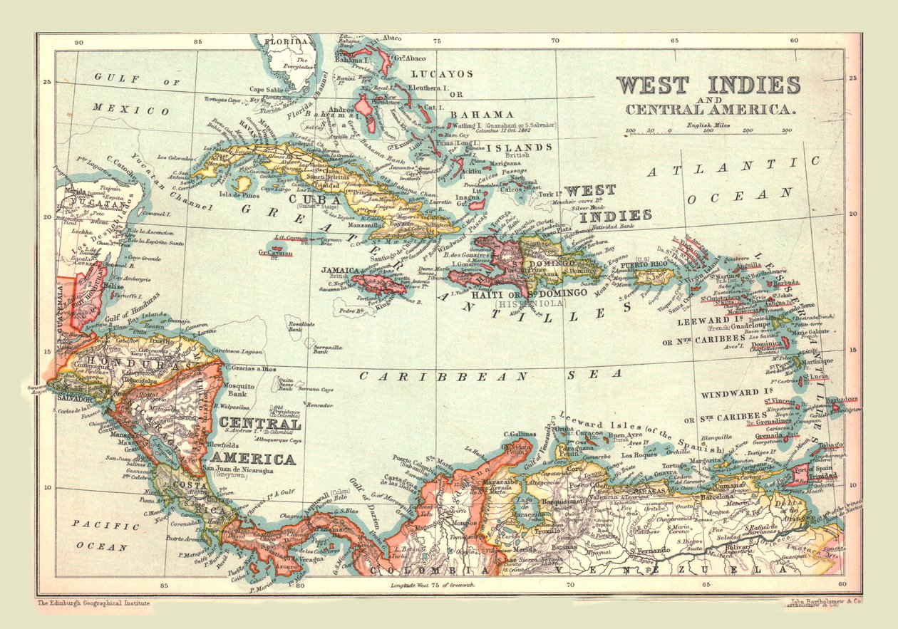 Map of the West Indies and Central America, 1902 by Unbekannt