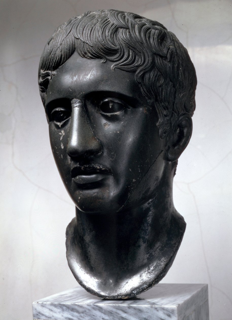 Marble head of Doryphoros Roman copy after original by Polykleitos by Unbekannt