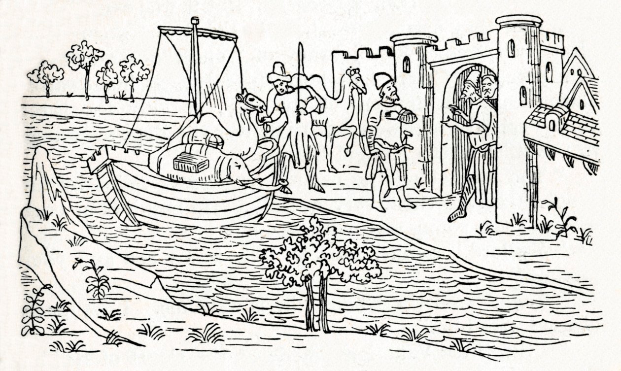 Marco Polo Lands at Ormuz by Unbekannt