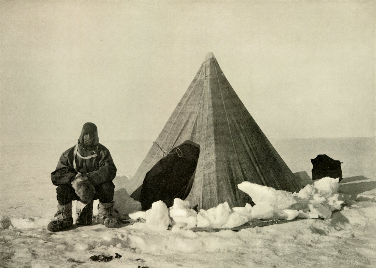 Marshall Outside a Tent, at the Camp, c1908-1909 by Unbekannt