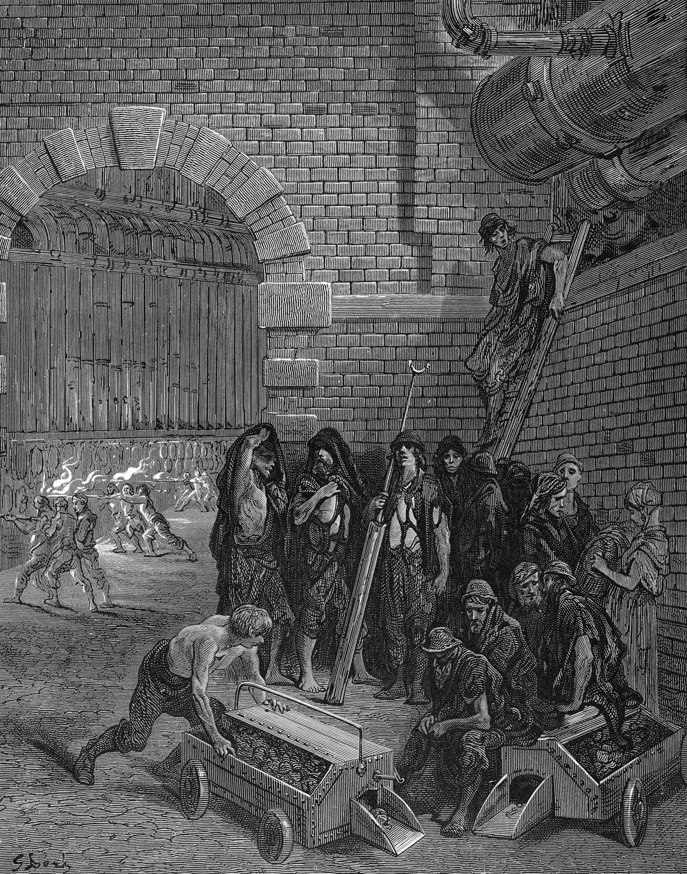 Men Taking a Break from Charging the Retorts, Lambeth Gasworks, 1872 by Unbekannt