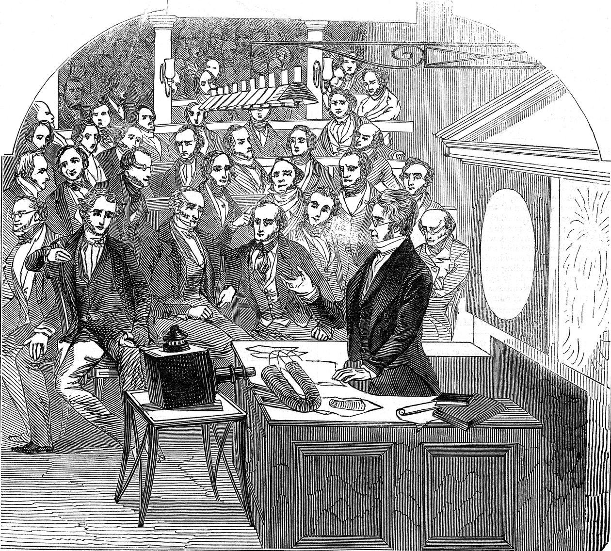 Michael Faraday Lecturing on Electricity and Magnetism, Royal Institution, London by Unbekannt