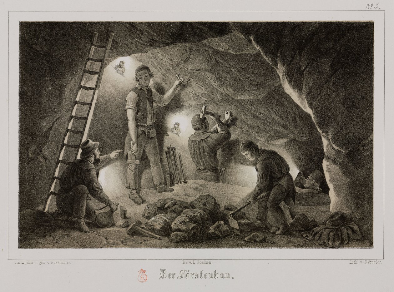 Mining, Metal Ores Miners, Germany, c 1851 by Unbekannt