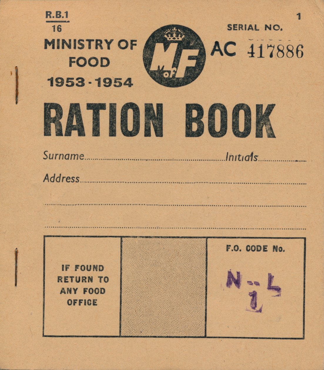 Ministry of Food Ration Book, 1953-1954 by Unbekannt