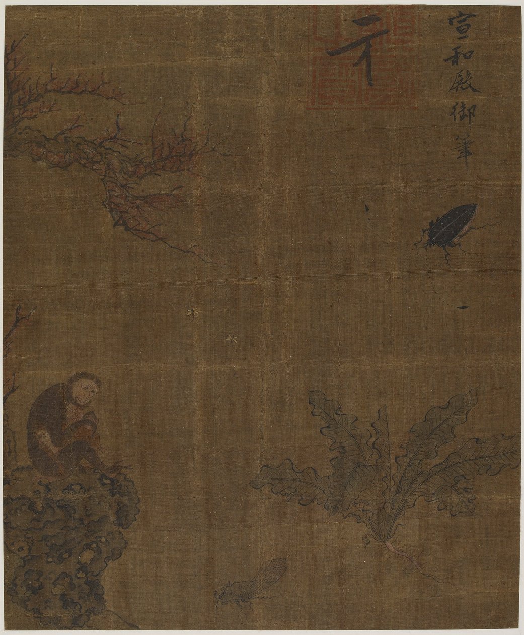 Monkeys, insects, and cabbage, Possibly Ming dynasty by Unbekannt