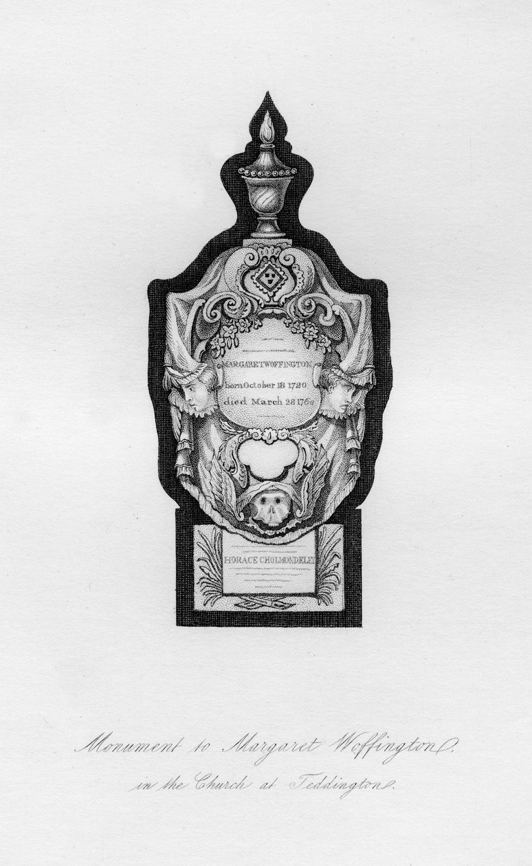 Monument to Margaret Woffington, the actress, at Teddington, 18th century, 1840 by Unbekannt