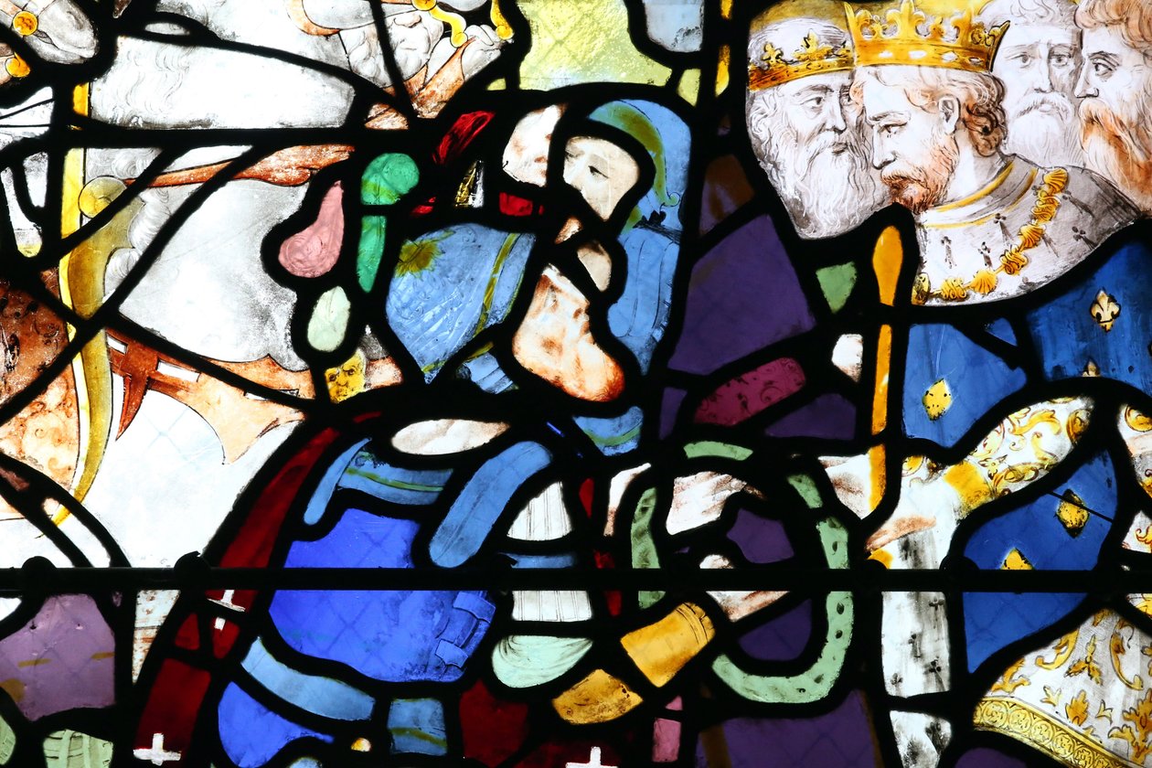 Moulins Cathedral, Stained Glass Window: Crusades, Saint Louis and the Crown of Thorns, Moulins, France by Unbekannt