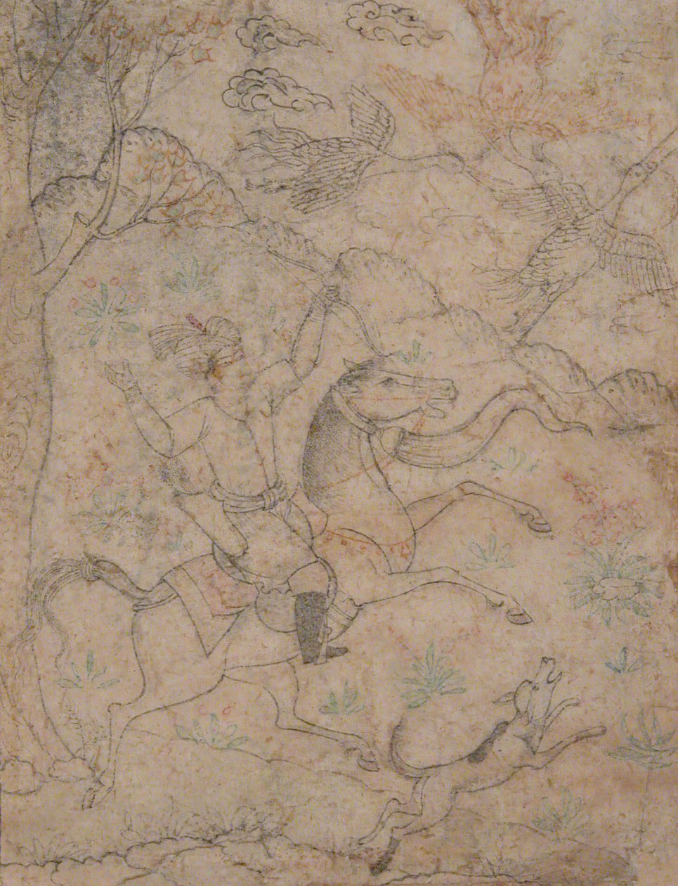 Mounted Hunter with Dog Pursuing Game Birds, 16th century by Unbekannt