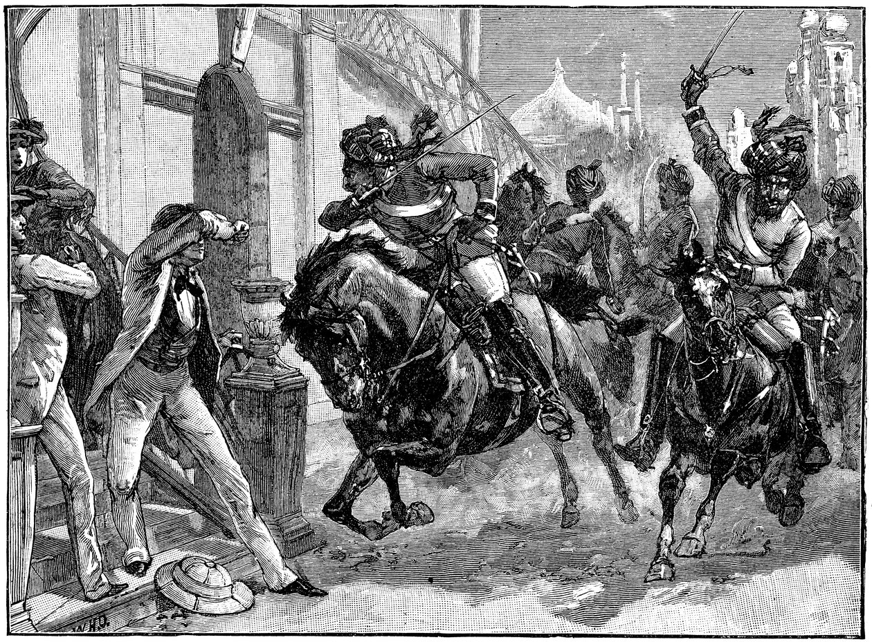 Mounted Rebel Sepoys Charging Through the Streets of Delhi, Indian Mutiny by Unbekannt