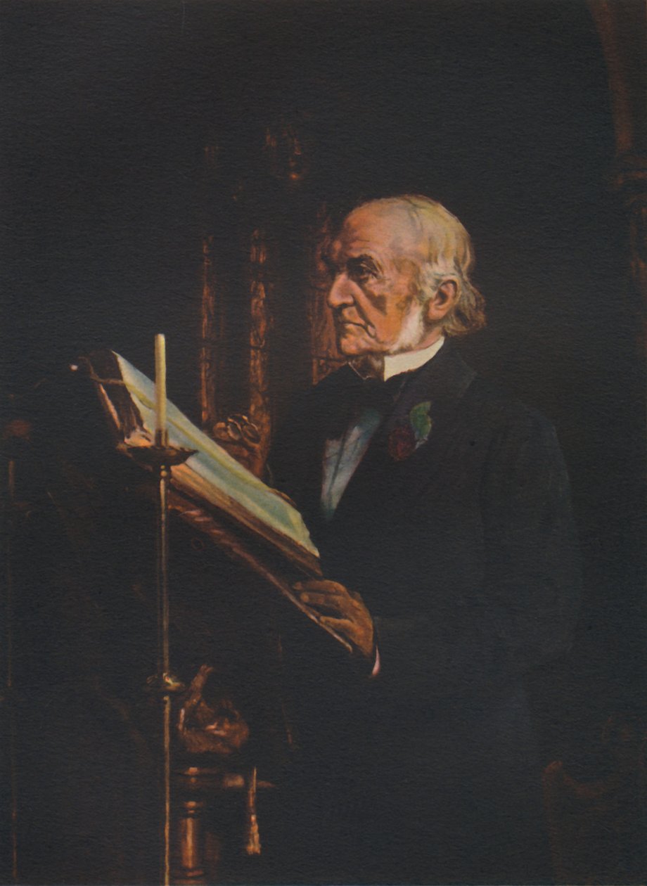 Mr. Gladstone reading the lesson in Hawarden Church, c1890s by Unbekannt