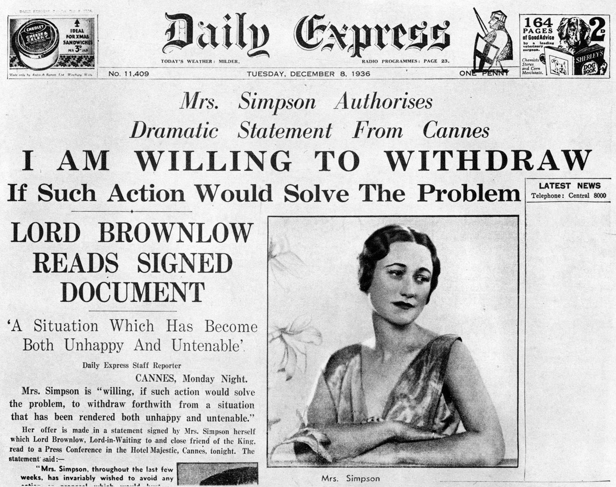 Mrs Simpson offers to withdraw by Unbekannt