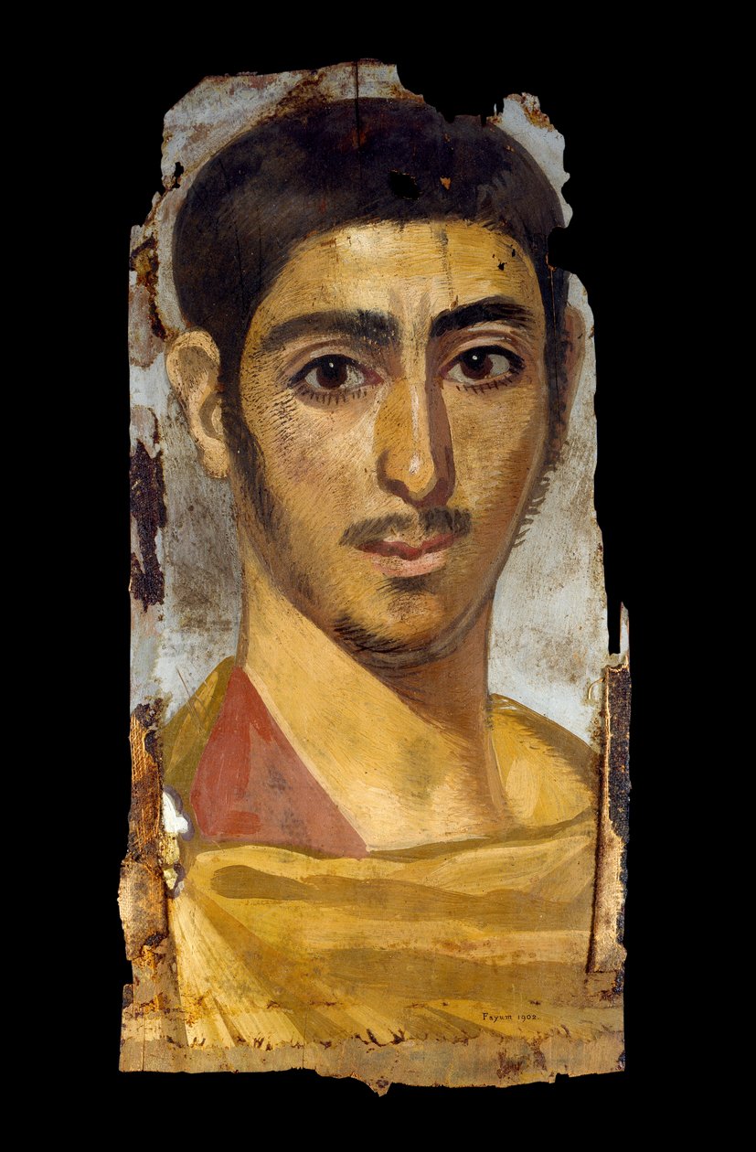 Mummy portrait in encaustic on wood panel: young man, perhaps a soldier, 193 - 235 by Unbekannt