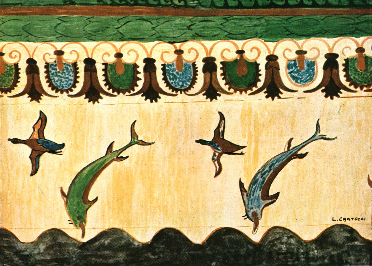 Mural Frieze in the Tomb of the Lionesses Tomba delle Leonesse, Tarquinia, Italy by Unbekannt