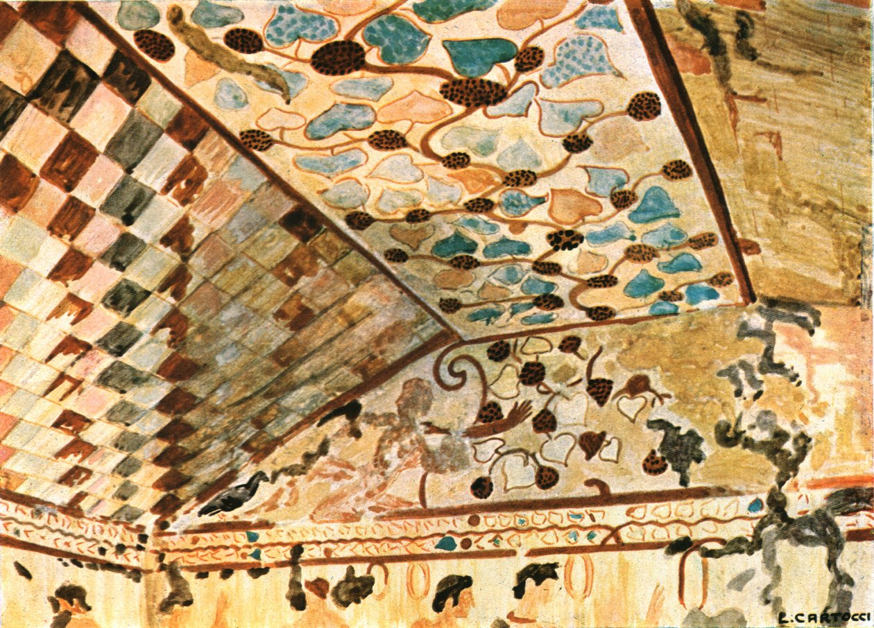 Mural Painting in the Tomb with the Banquet, Tomba del Triclinio, Tarquinia, Italy, 1928 by Unbekannt