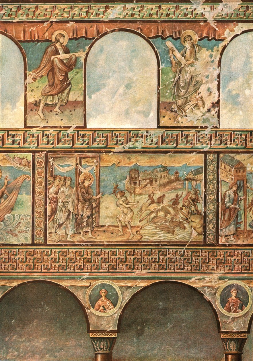 Mural paintings in the Church of St. George, Oberzell, Reichenau, Germany by Unbekannt
