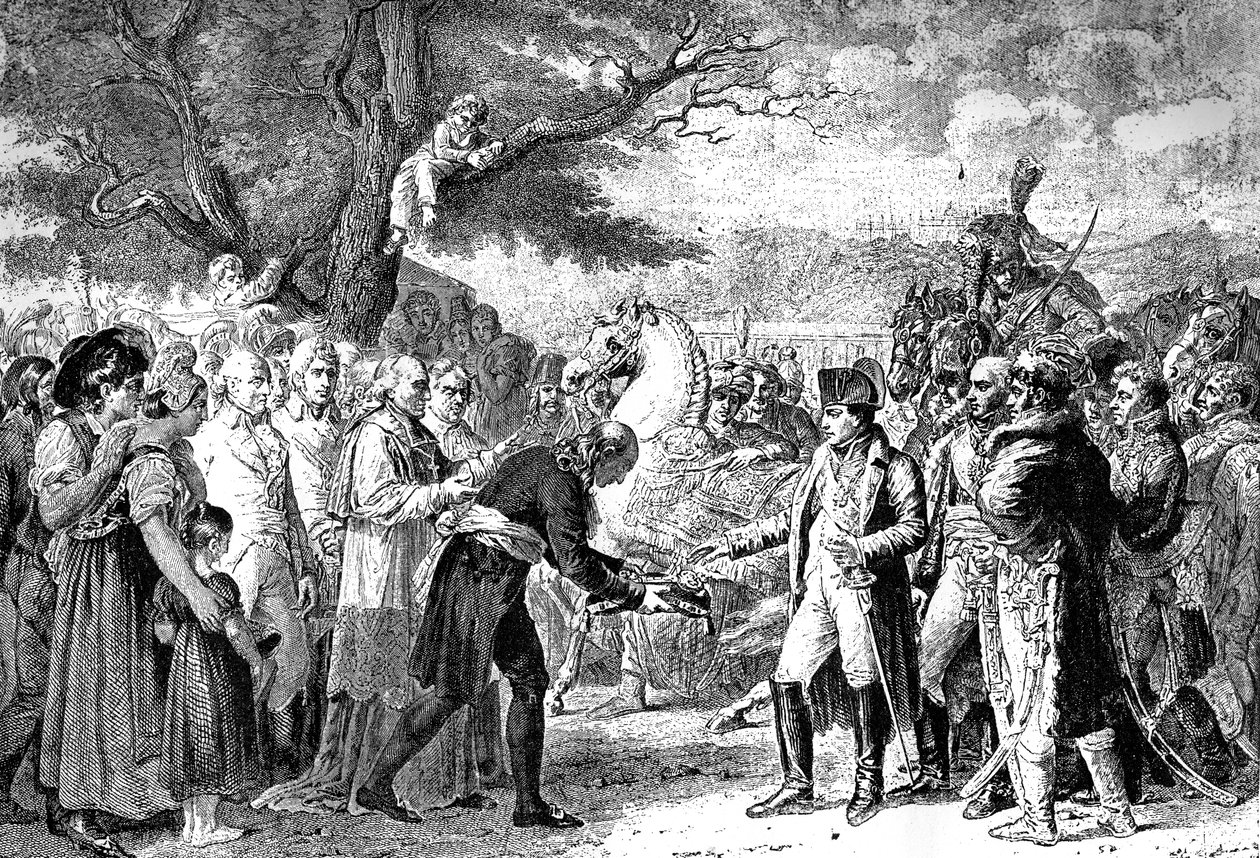 Napoleon receives the keys of Vienna, Schloss Schonbrunn, 13th November 1805 by Unbekannt
