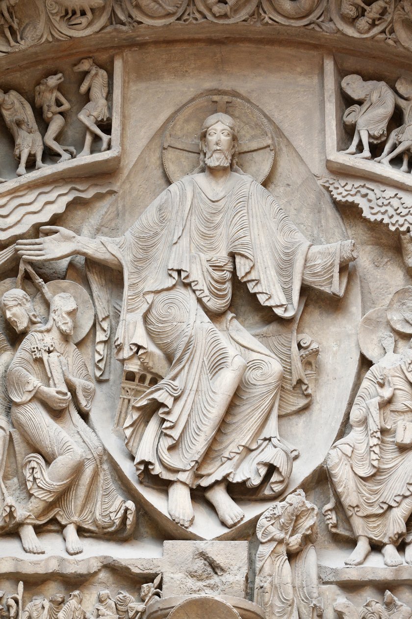 National Museum of French monuments. Sainte Marie Madeleine basilica, Vezelay. Western facade. Christ in Glory. Cast. Close-up, Paris, France by Unbekannt