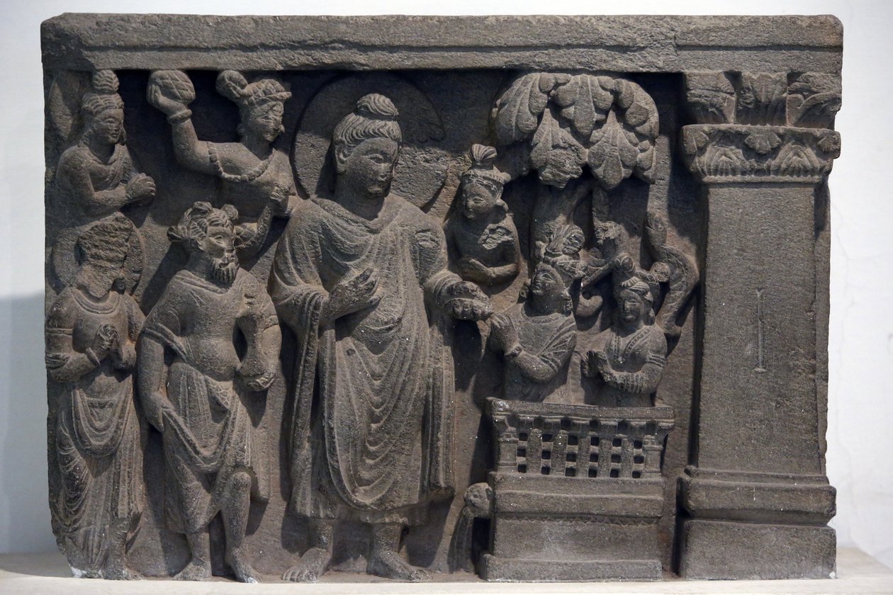 National Museum of India, Delhi. Buddha with Naga-Kalika. Gandhara, 2nd century A.D., Stone. Loan from Mayo College Museum, Ajmer. India. by Unbekannt