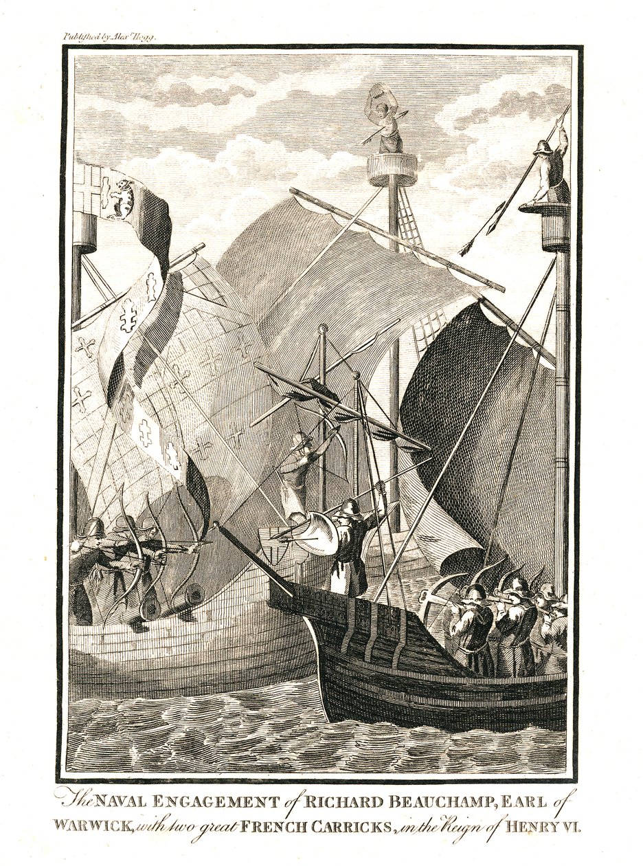 Naval Engagement Against Two Great French Carricks by Richard Beauchamp, Earl of Warwick by Unbekannt