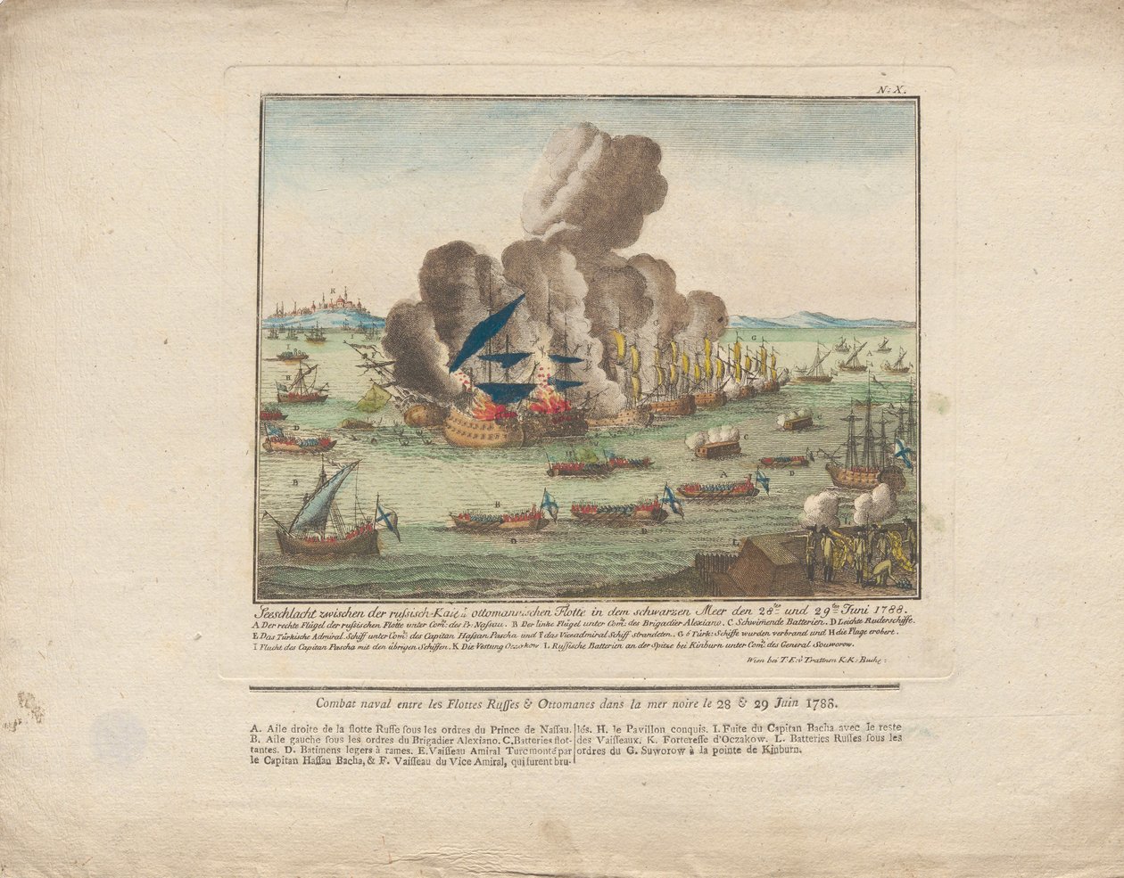 Naval battle between the Russian and Ottoman fleet in the Black Sea on June 28 and 29, 1788 by Unbekannt