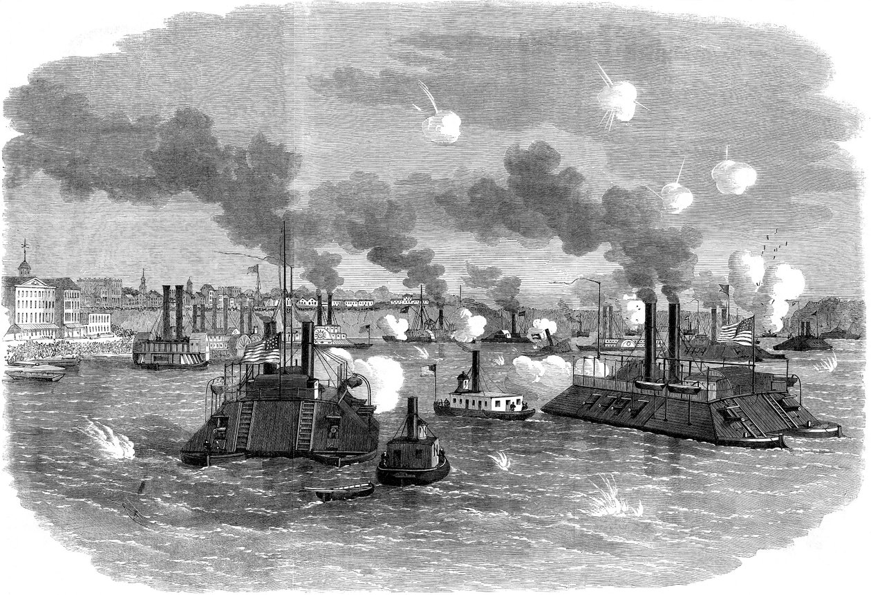 Naval Battle on the Mississippi, Memphis, Tennessee, American Civil War, July 1862 by Unbekannt