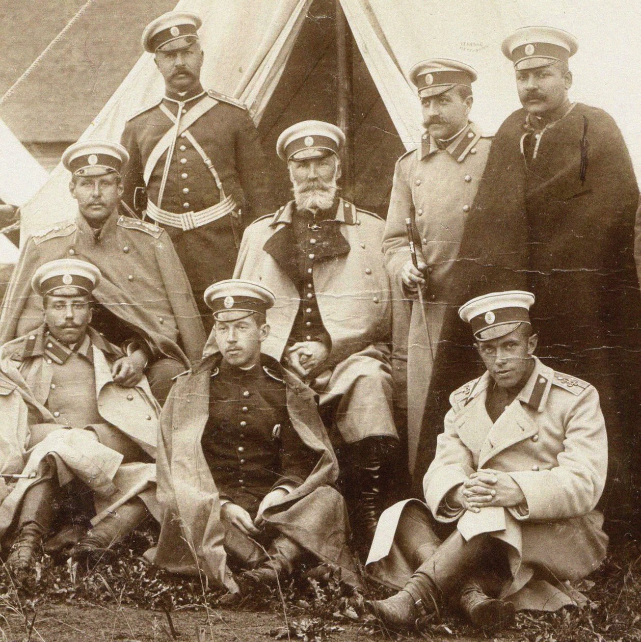 Nikolai Nikolaevich, prince Odoevsky-Maslov in the middle with the officers of the Life Guard Cavalry by Unbekannt