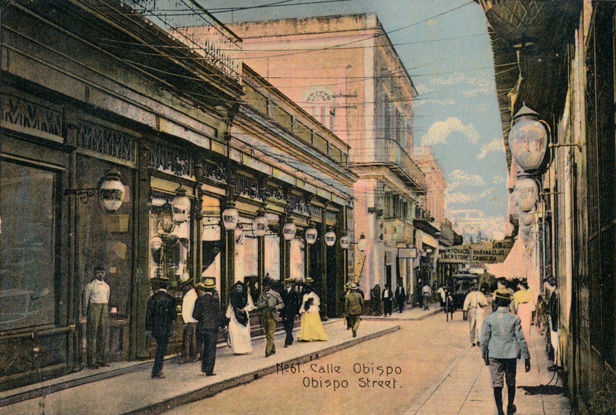 No. 61. Calle Obispo. Obispo Street, Havana, Cuba, c1910 by Unbekannt