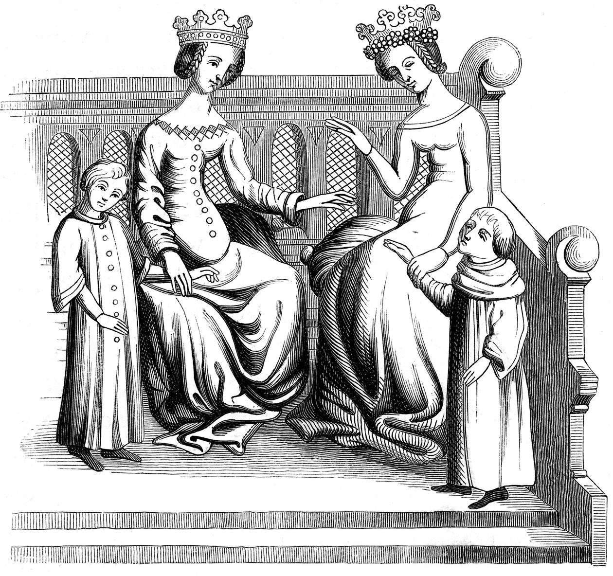 Noble women and children, 14th century, 1849 by Unbekannt