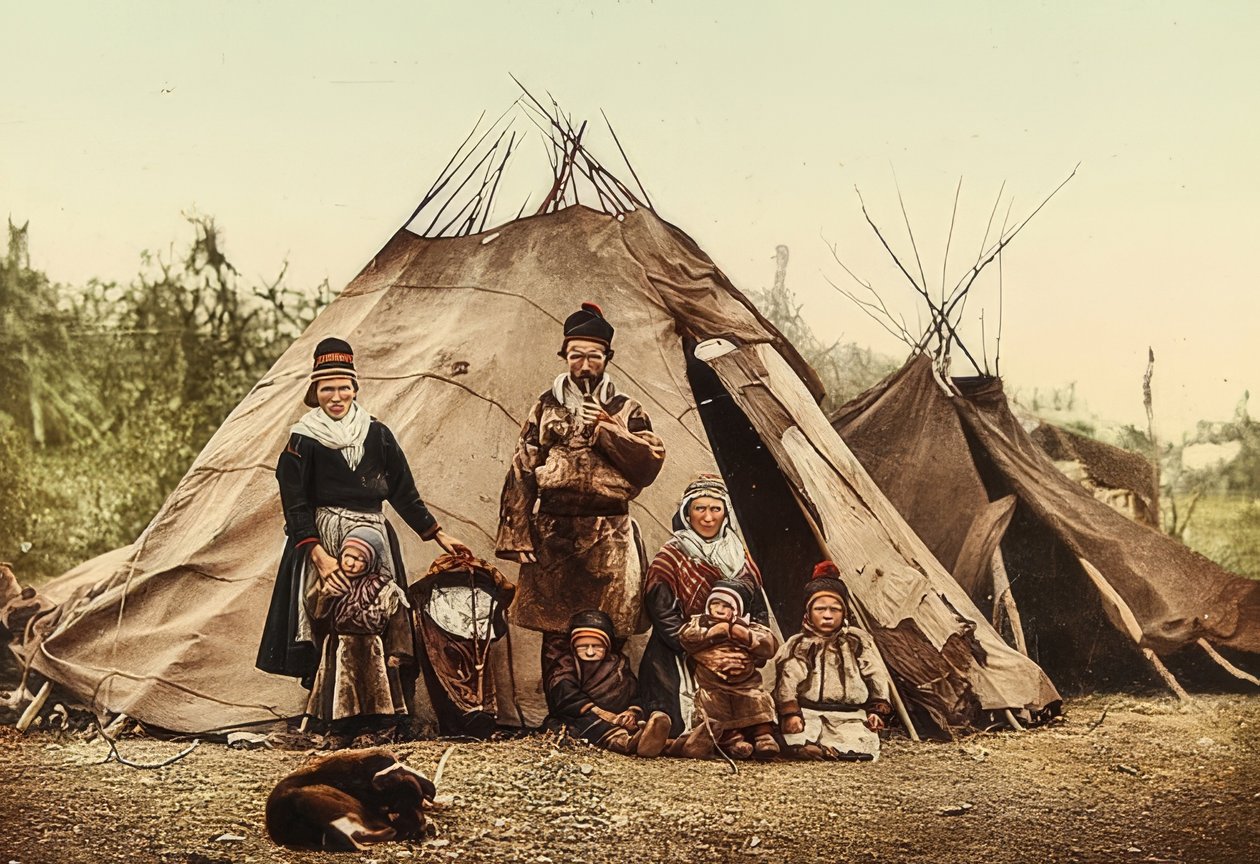 Norway. Lapps (Sami) - Family in Front of a Tent by Unbekannt