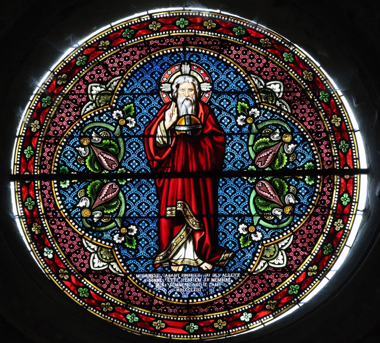 Notre-Dame Saint-Lazare collegiate church. Stained glass window: God, Avallon, France by Unbekannt