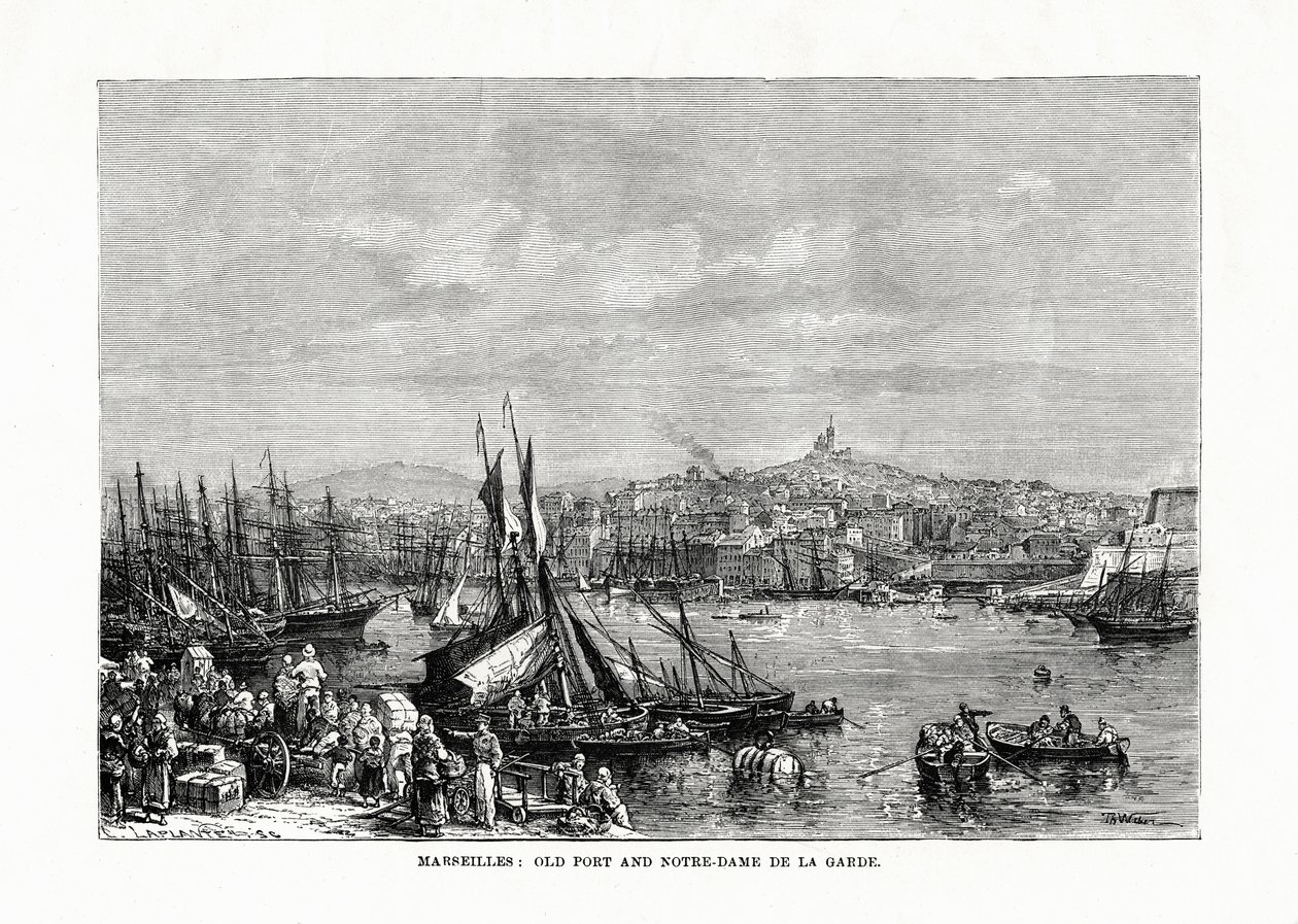 Old Port and Notre Dame de la Garde, Marseilles, France by Unbekannt