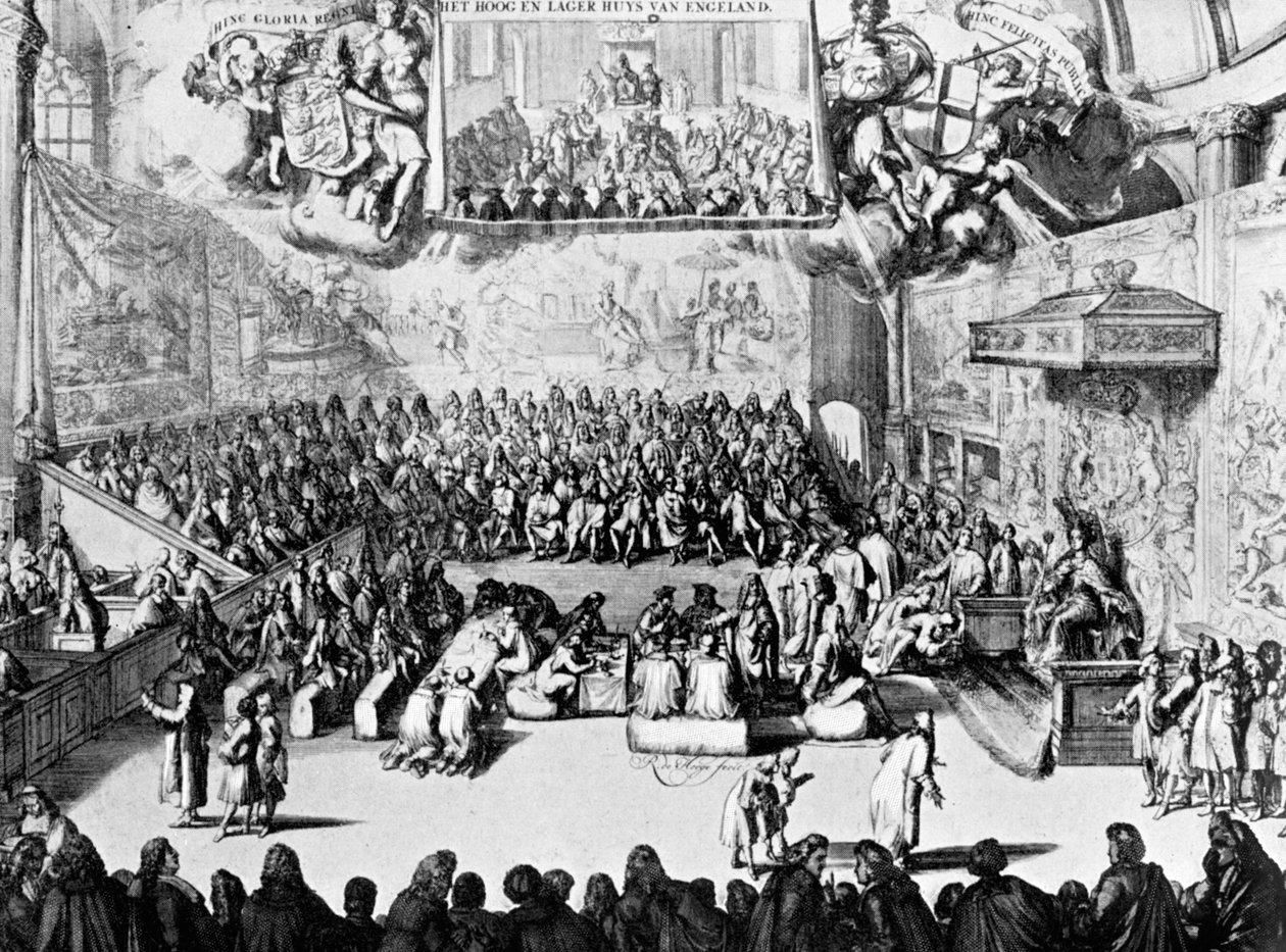 Opening of Parliament by Queen Anne, Westminster, London by Unbekannt