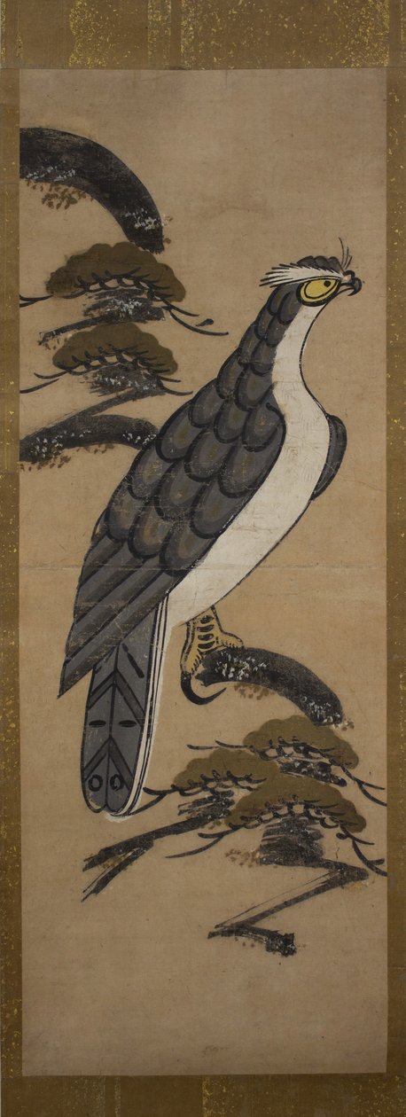 Otsu-e of Falcon on a Pine Tree, 18th century by Unbekannt