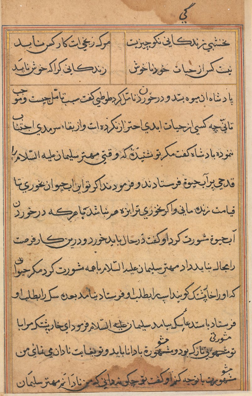Page from Tales of a Parrot Tuti-nama: Text Page by Unbekannt
