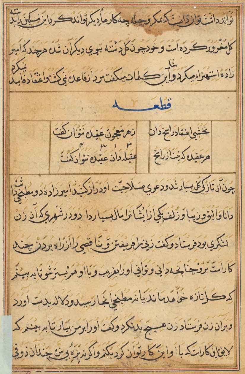 Page from Tales of a Parrot Tuti-nama: text page, c. 1560 by Unbekannt