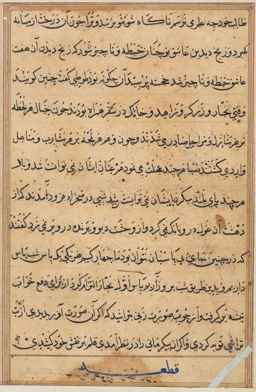 Page from Tales of a Parrot (Tuti-nama): Text Page, c. 1560 by Unbekannt