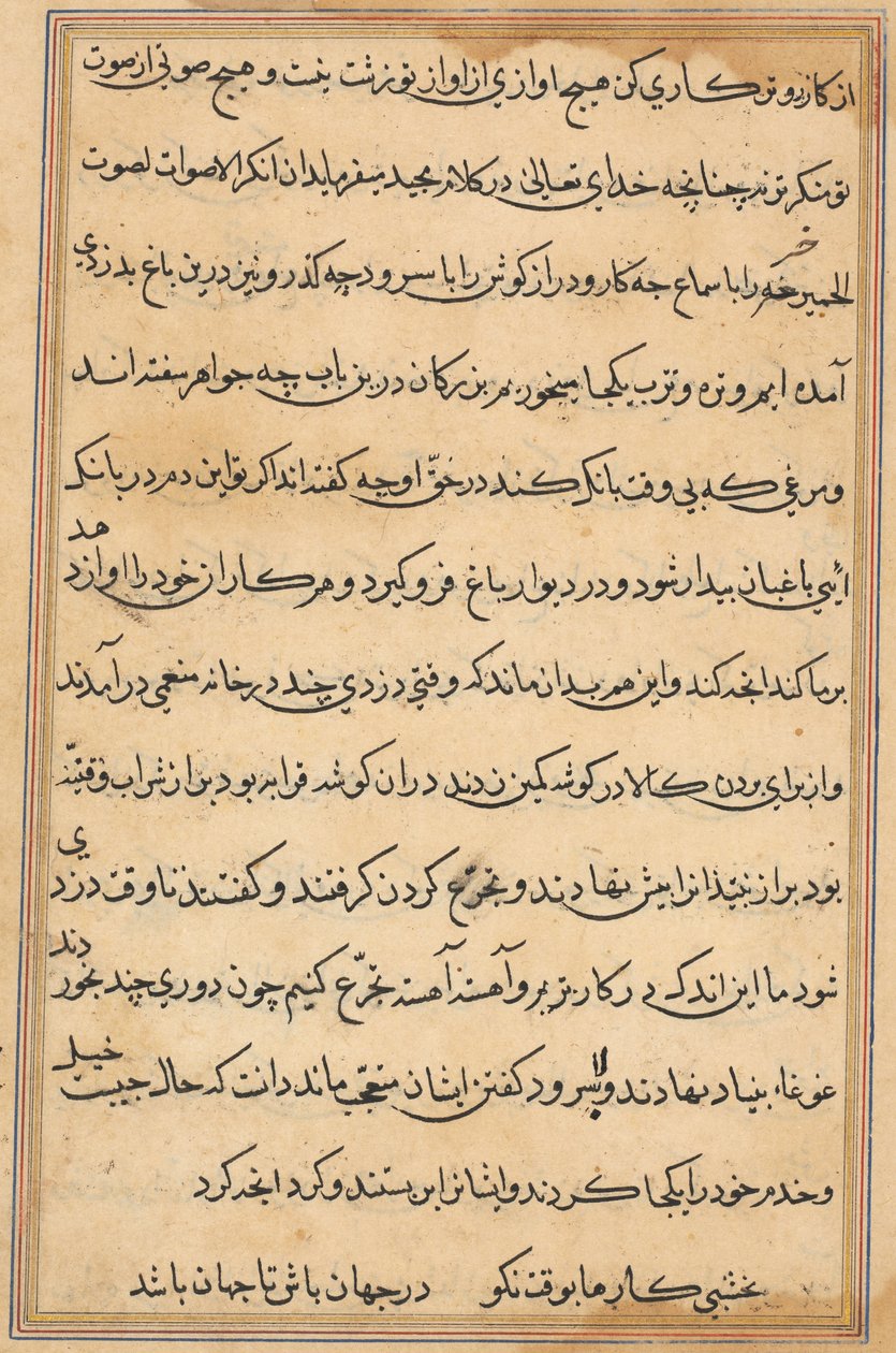 Page from Tales of a Parrot Tuti-nama: text page, c. 1560 by Unbekannt