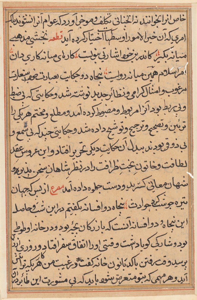 Page from Tales of a Parrot Tuti-nama: text page, c. 1560 by Unbekannt