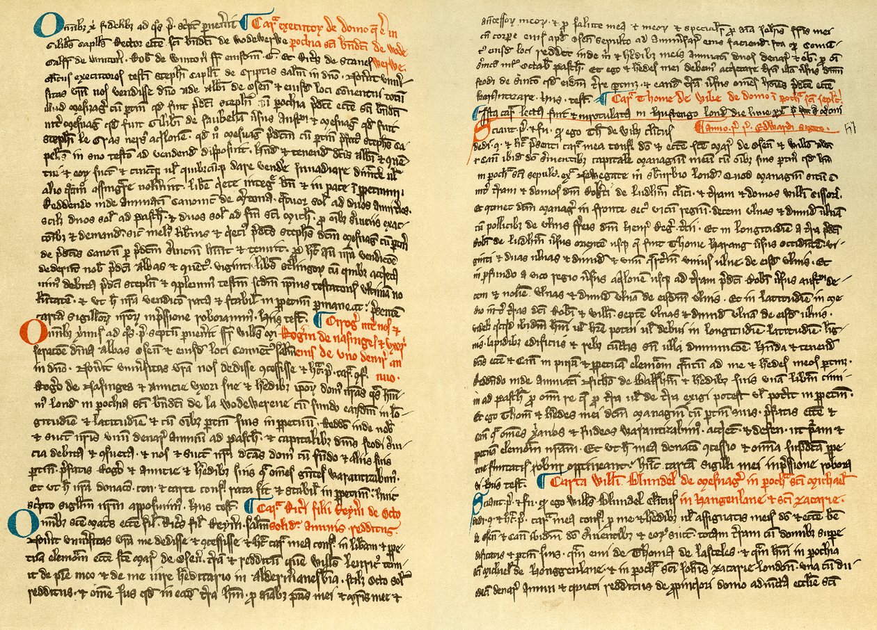 Pages from the cartulary of Osney Abbey, c1275 by Unbekannt