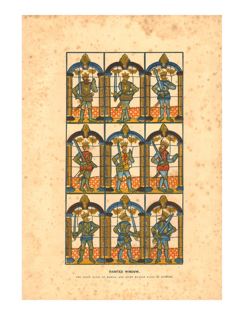 Painted Window. Two Saxon Earls of Mercia, and Seven Norman Earls of Chester, c1845 by Unbekannt