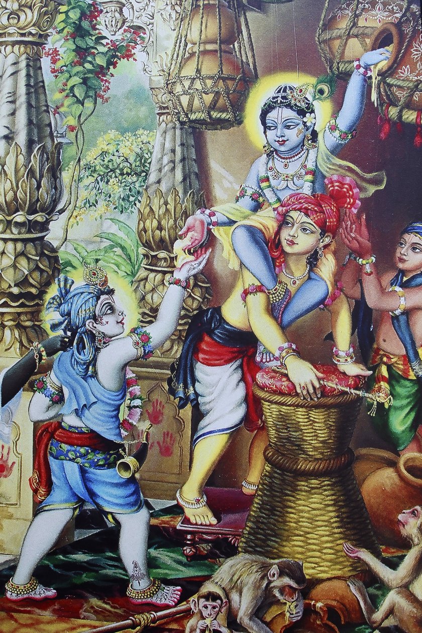 Hindu God Krishna as a Child Playing with His Brothers, India by Unbekannt