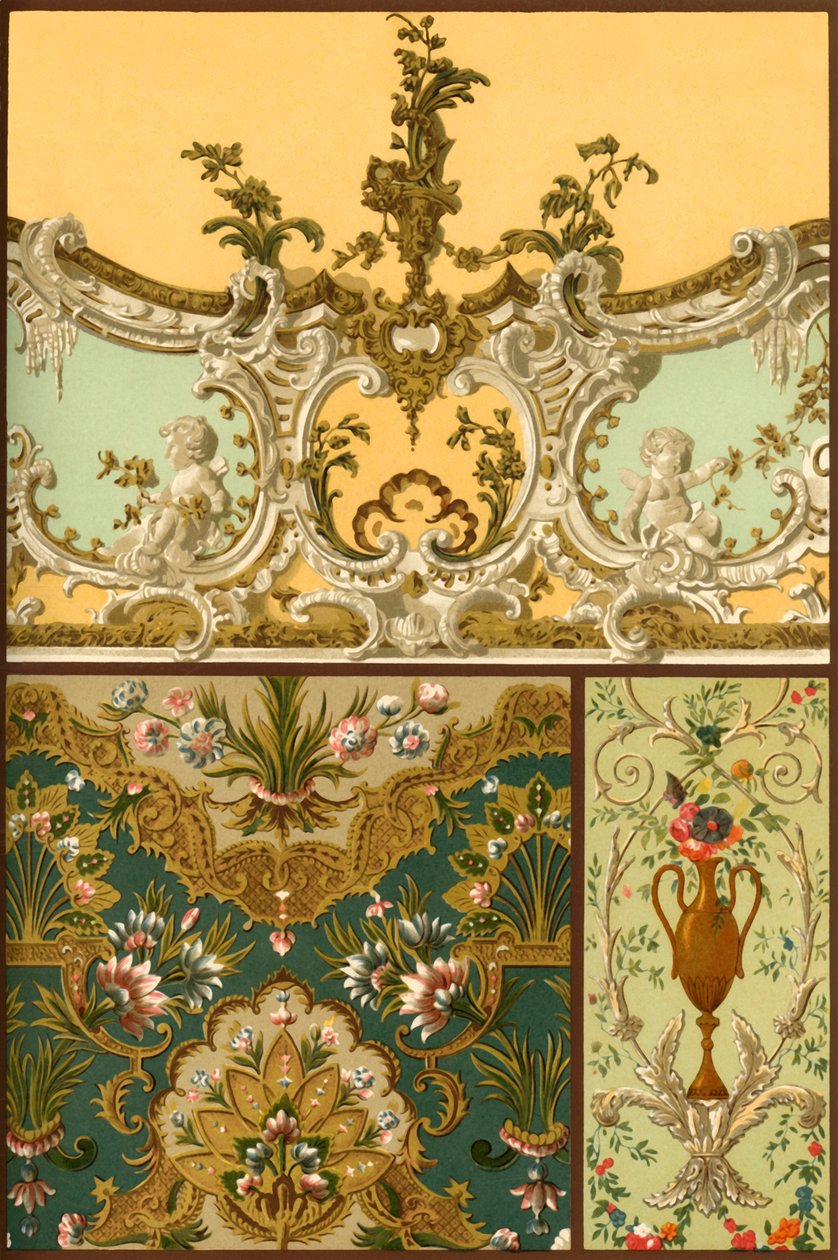 Painting, leather tapestry, stucco ornaments, France and Germany, 17th and 18th centuries, 1898 by Unbekannt