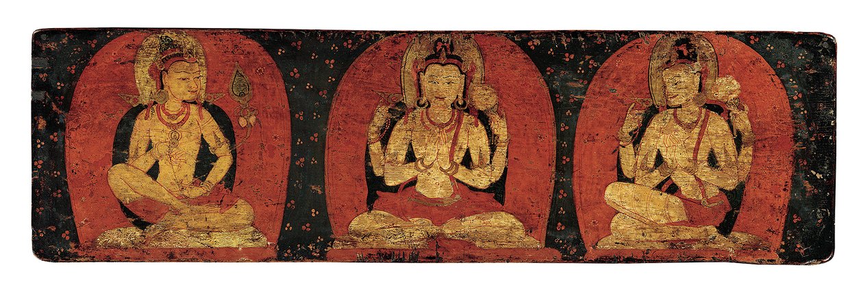 Pair of Manuscript Covers with Three Deities and Three Hierarchs by Unbekannt