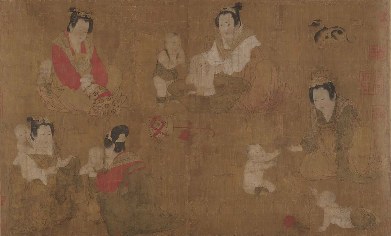 Palace Ladies Bathing Children, 11th century by Unbekannt
