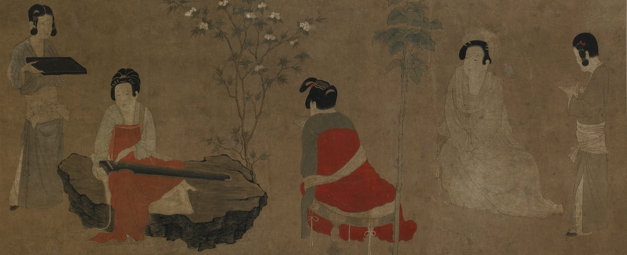 Palace Ladies Tuning a Zither Qin by Unbekannt